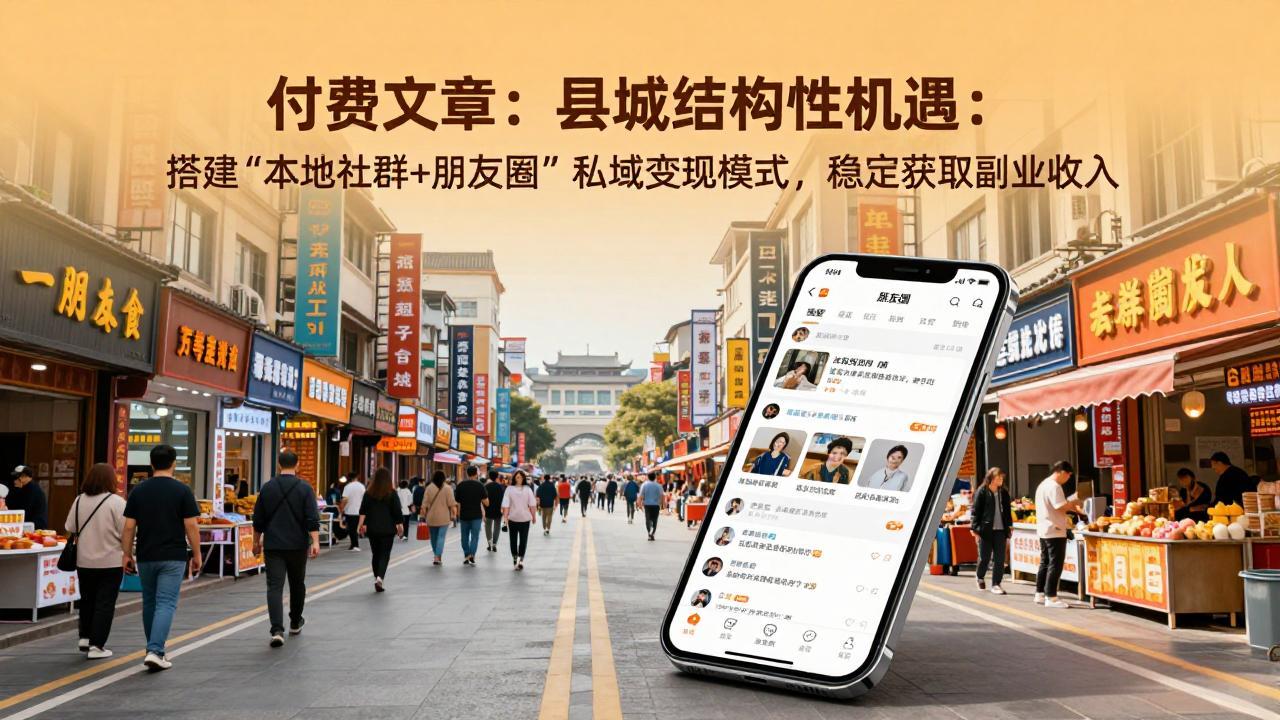 付费文章：县城结构性机遇：搭建“本地社群+朋友圈”私域变现模式，稳定获取副业收入-灼光资源宝库