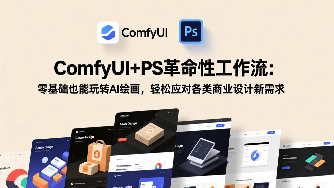 ComfyUI+PS革命性工作流：零基础也能玩转AI绘画，轻松应对各类商业设计新需求-灼光资源宝库