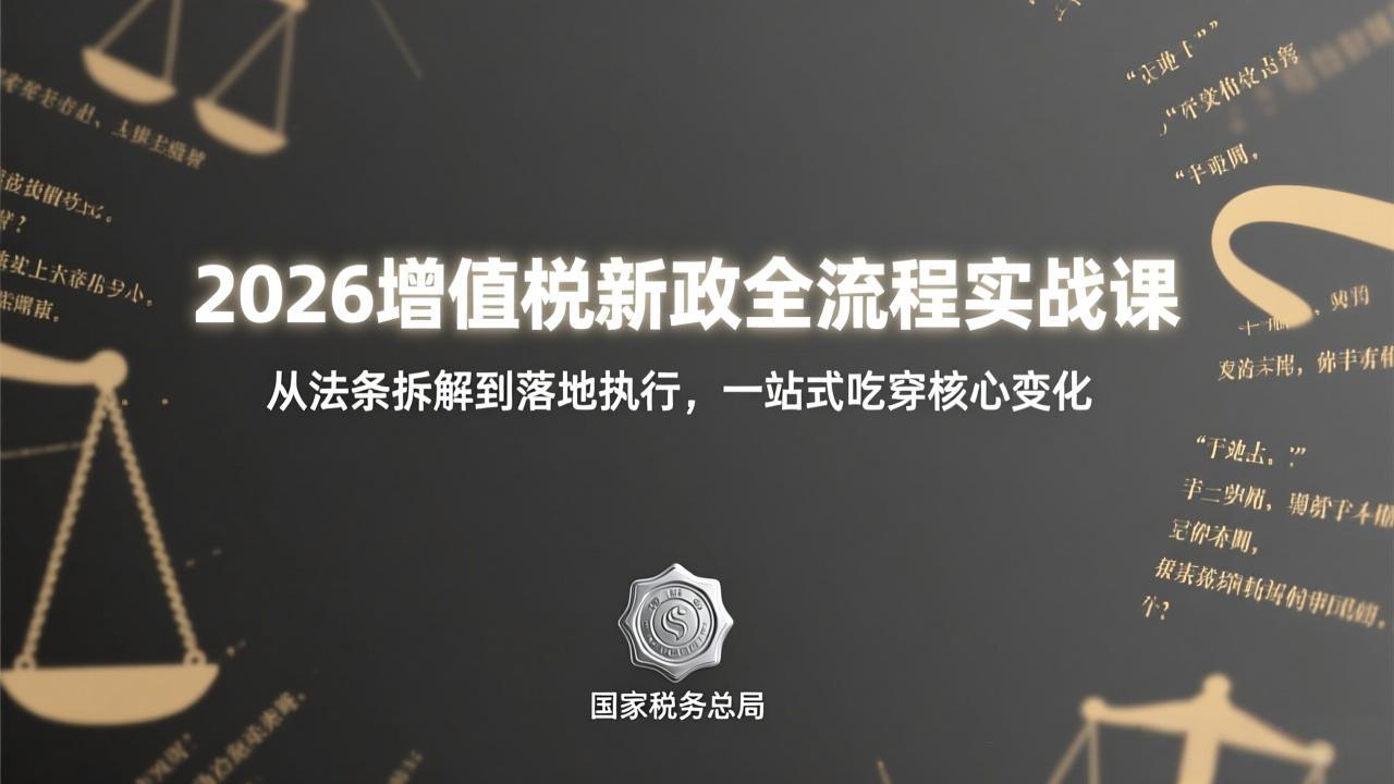 2026增值税新政全流程实战课:从法条拆解到落地执行,一站式吃透核心变化-灼光资源宝库
