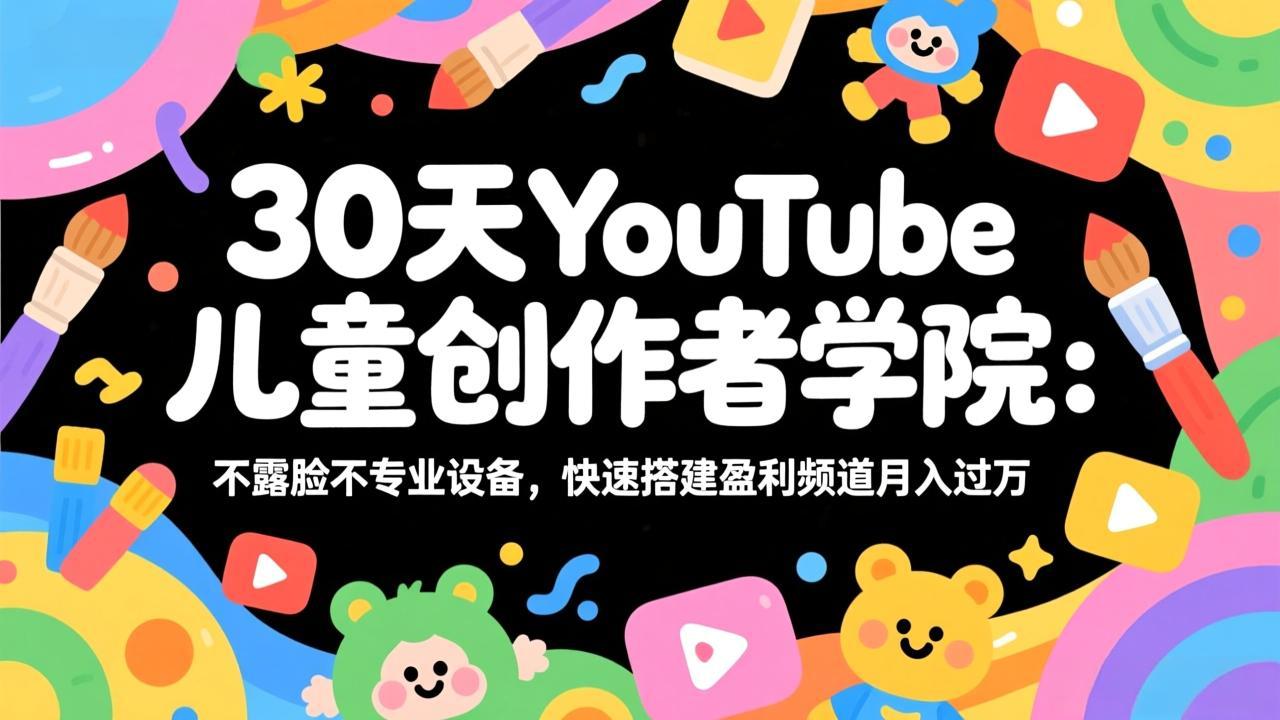 30天YouTube儿童创作者学院：不露脸不专业设备，快速搭建盈利频道月入过万-灼光资源宝库