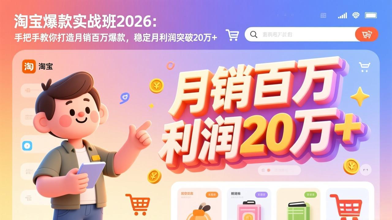 淘宝爆款实战班-2026年3月更新：手把手教你打造月销百万爆款，稳定月利润突破20万+-灼光资源宝库