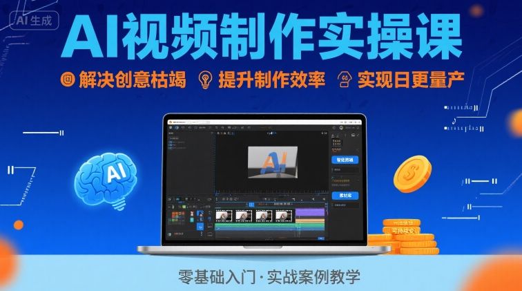 Ai视频制作实操课，解决创意枯竭、效率低下痛点，实现日更量产可持续变现(更新26年3月)-灼光资源宝库