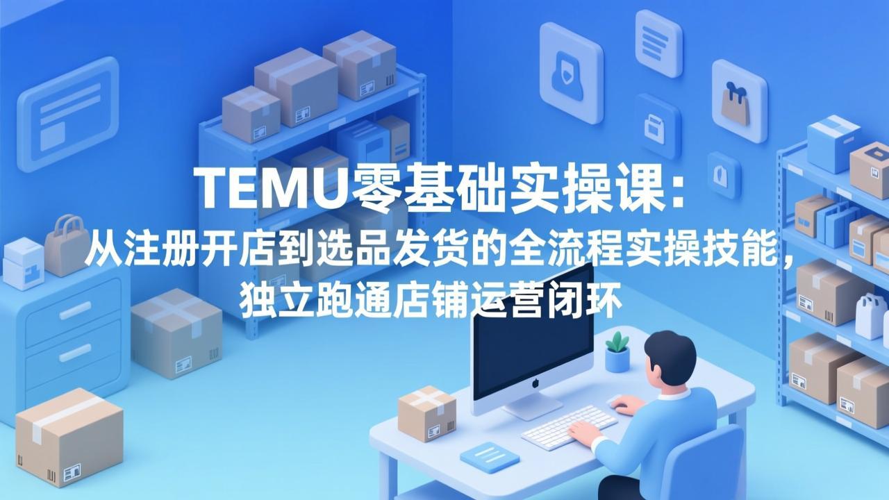 TEMU零基础实操课：从注册开店到选品发货的全流程实操技能，独立跑通店铺运营闭环-灼光资源宝库