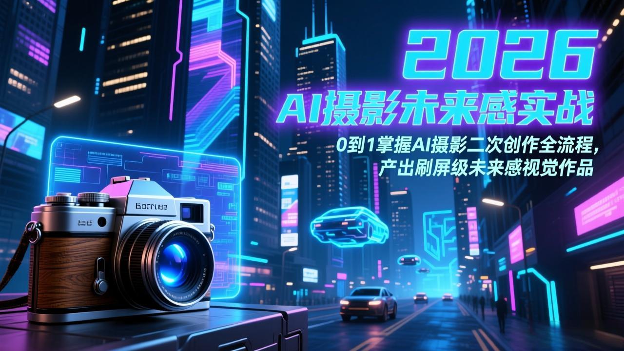 2026 AI摄影未来感实战：0到1掌握AI摄影二次创作全流程，产出刷屏级未来感视觉作品-灼光资源宝库