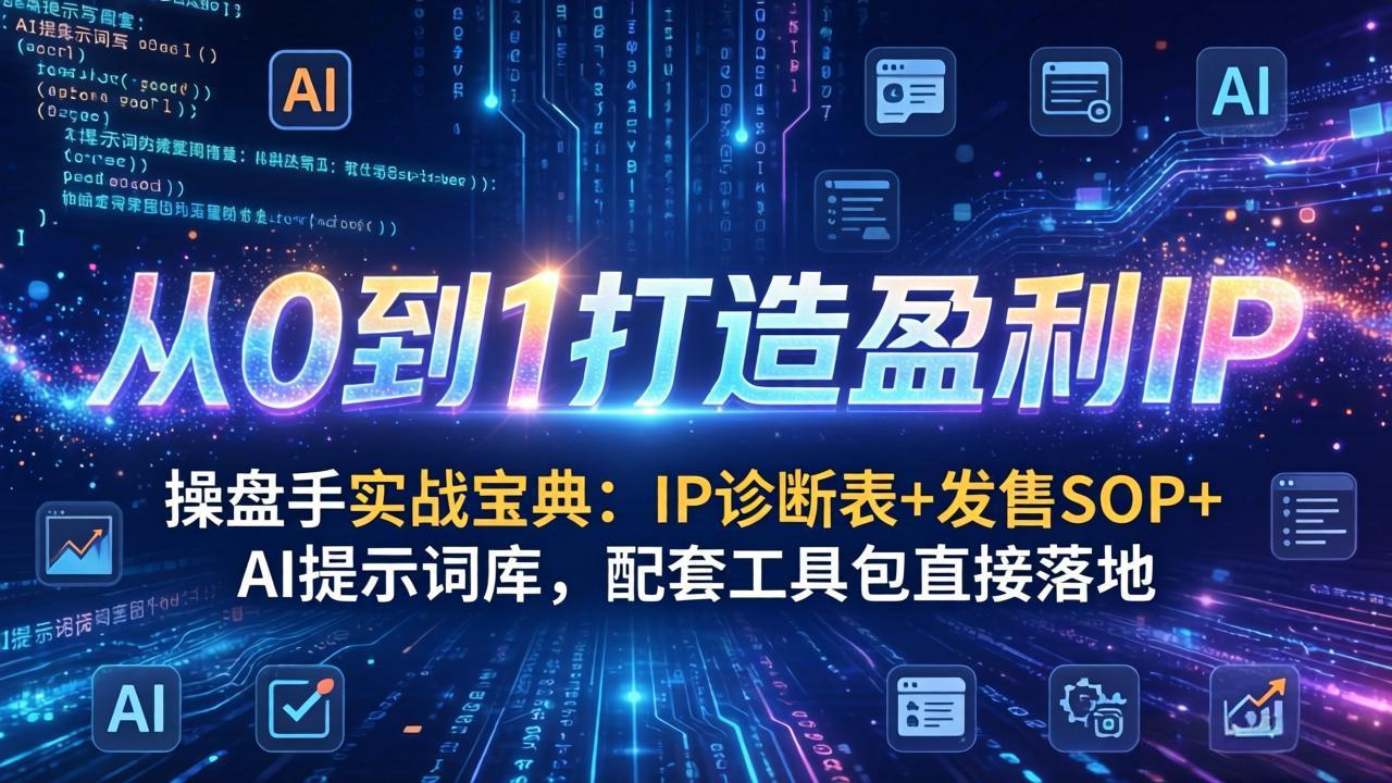 操盘手实战宝典：IP诊断表+发售SOP+AI提示词库，配套工具包直接落地，从0到1打造盈利IP-灼光资源宝库