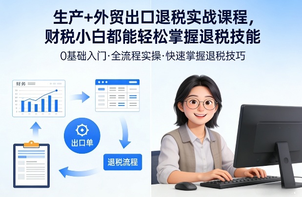 生产+外贸出口退税实战课程，财税小白都能轻松掌握退税技能-灼光资源宝库