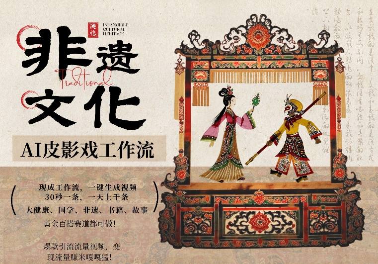 AI一键生成民俗文化非遗皮影戏视频，一刀不剪无需剪辑，30S一条，一天上百条，流量财富嘎嘎猛-灼光资源宝库