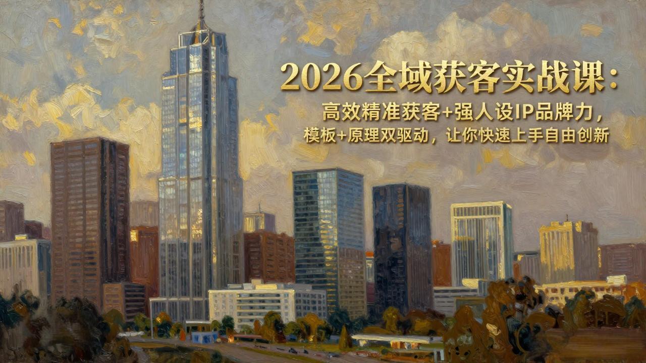 2026全域获客实战课：高效精准获客+强人设IP品牌力，模板+原理双驱动，让你快速上手自由创新-灼光资源宝库