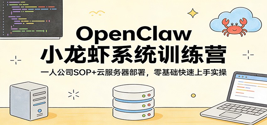 OpenClaw小龙虾系统训练营：一人公司SOP，云服务器部署，零基础快速上手实操-灼光资源宝库
