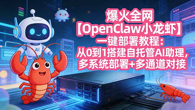 爆火全网【OpenClaw 小龙虾】一键部署教程：从0到1搭建自托管AI助理，多系统部署+多通道对接-蘑菇资源宝库