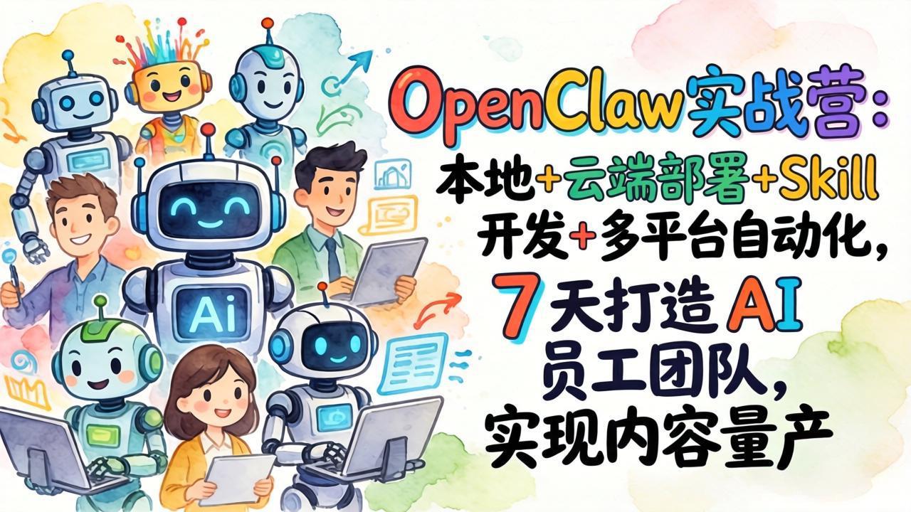 OpenClaw实战营:本地+云端部署+Skill开发+多平台自动化,7 天打造 AI 员工团队,实现内容量产-灼光资源宝库
