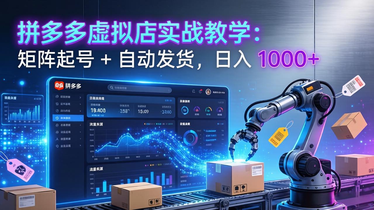 拼多多虚拟店实战教学：矩阵起号 + 自动发货，日入 1000+-灼光资源宝库