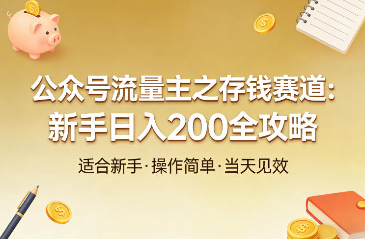 公众号流量主之存钱赛道，贴合当下需求，适合新手，一天收益2张-灼光资源宝库