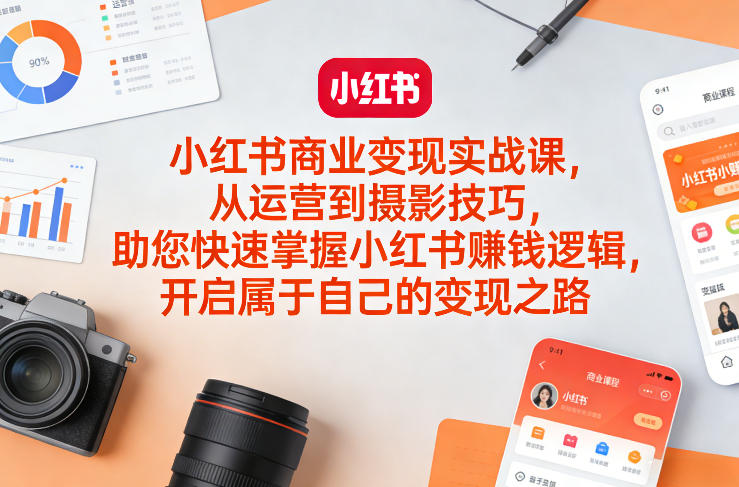 小红书商业变现实战课，从运营到摄影技巧，助您快速掌握小红书賺钱逻辑，开启属于自己的变现之路-灼光资源宝库