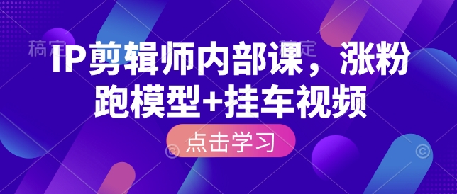 IP剪辑师内部课，涨粉跑模型+挂车视频(更新)-灼光资源宝库