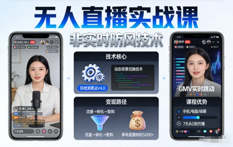 宝子哥无人直播实战课，非实时防风技术，聚焦抖音快手等平台直播带货，轻松开启直播变现之路(更新2026年3月)-灼光资源宝库