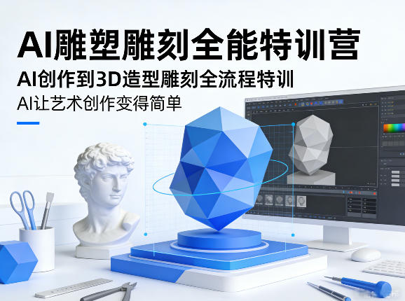 AI雕塑雕刻全能特训营,AI创作到3D造型雕刻全流程特训,AI让艺术创作变得简单-蘑菇资源宝库