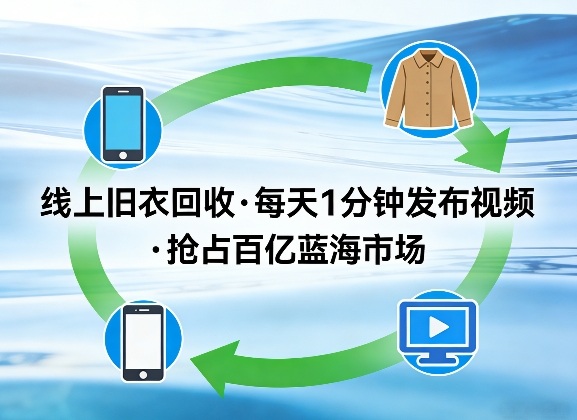 线上旧衣回收项目,我们给你提供视频,每天花一分钟发布视频,抢占百亿蓝海市场【揭秘】-灼光资源宝库
