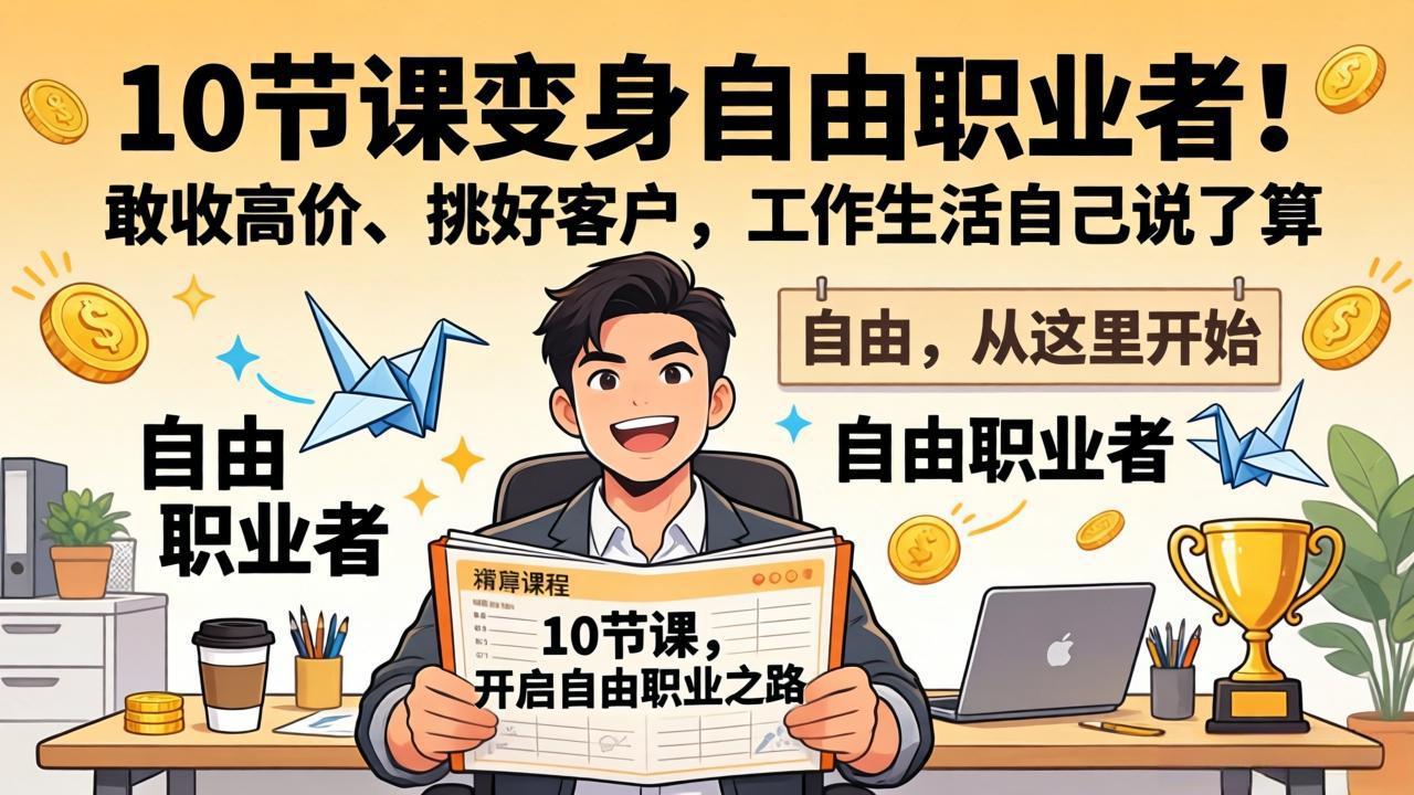 10 节课变身自由职业者！敢收高价、挑好客户，工作生活自己说了算-灼光资源宝库