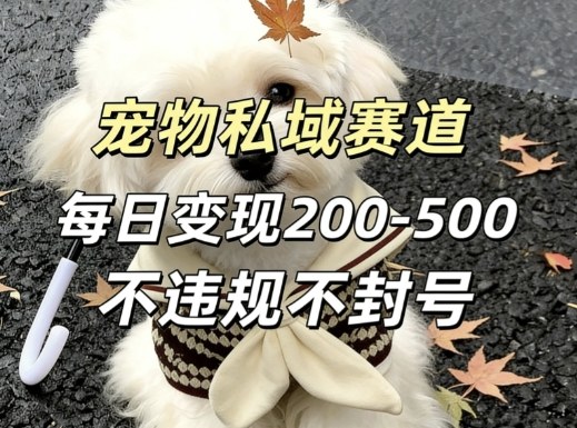 私域宠物项目赛道，单日变现2-5张，每天都可操作不违规不封号-灼光资源宝库