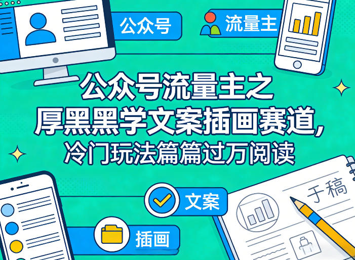 公众号流量主之厚黑学文案插画赛道，冷门玩法篇篇过万阅读-灼光资源宝库