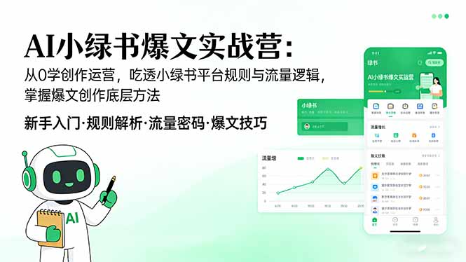AI 小绿书爆文实战营：从0学创作运营，吃透小绿书平台规则与流量逻辑，掌握爆文创作底层方法-灼光资源宝库