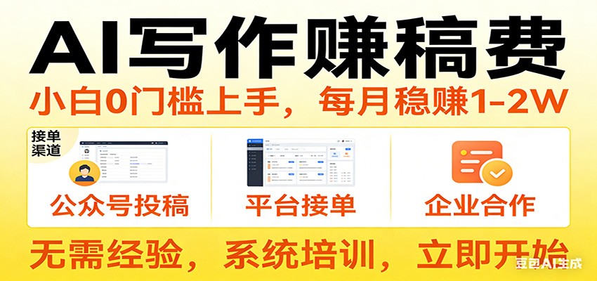 用AI写作赚稿费,提供接单渠道,每月稳赚1-2W,小白0门槛上手!-灼光资源宝库