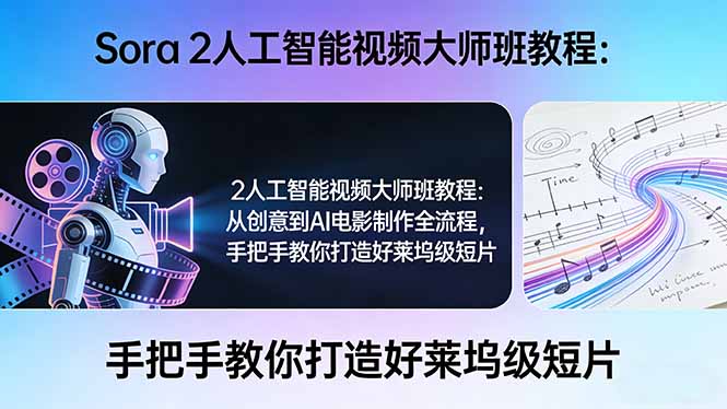 Sora 2人工智能视频大师班教程:从创意到AI电影制作全流程,手把手教你打造好莱坞级短片-灼光资源宝库