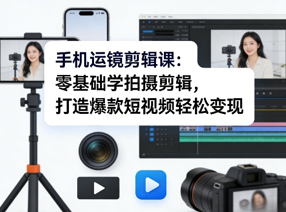 手机运镜剪辑课:零基础学拍摄剪辑,打造爆款短视频轻松变现-灼光资源宝库