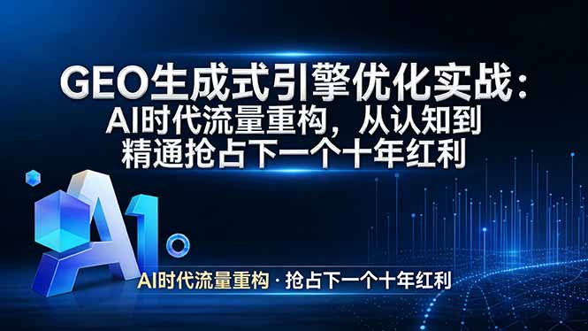 GEO 生成式引擎优化实战：AI时代流量重构，从认知到精通抢占下一个十年红利-灼光资源宝库