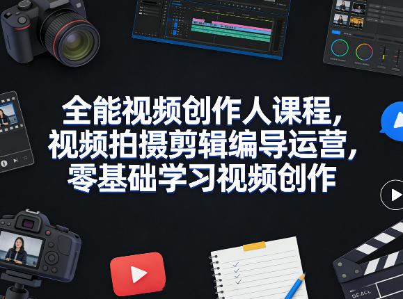 全能视频创作人课程，视频拍摄剪辑编导运营，零基础学习视频创作(更新2026年3月)-灼光资源宝库