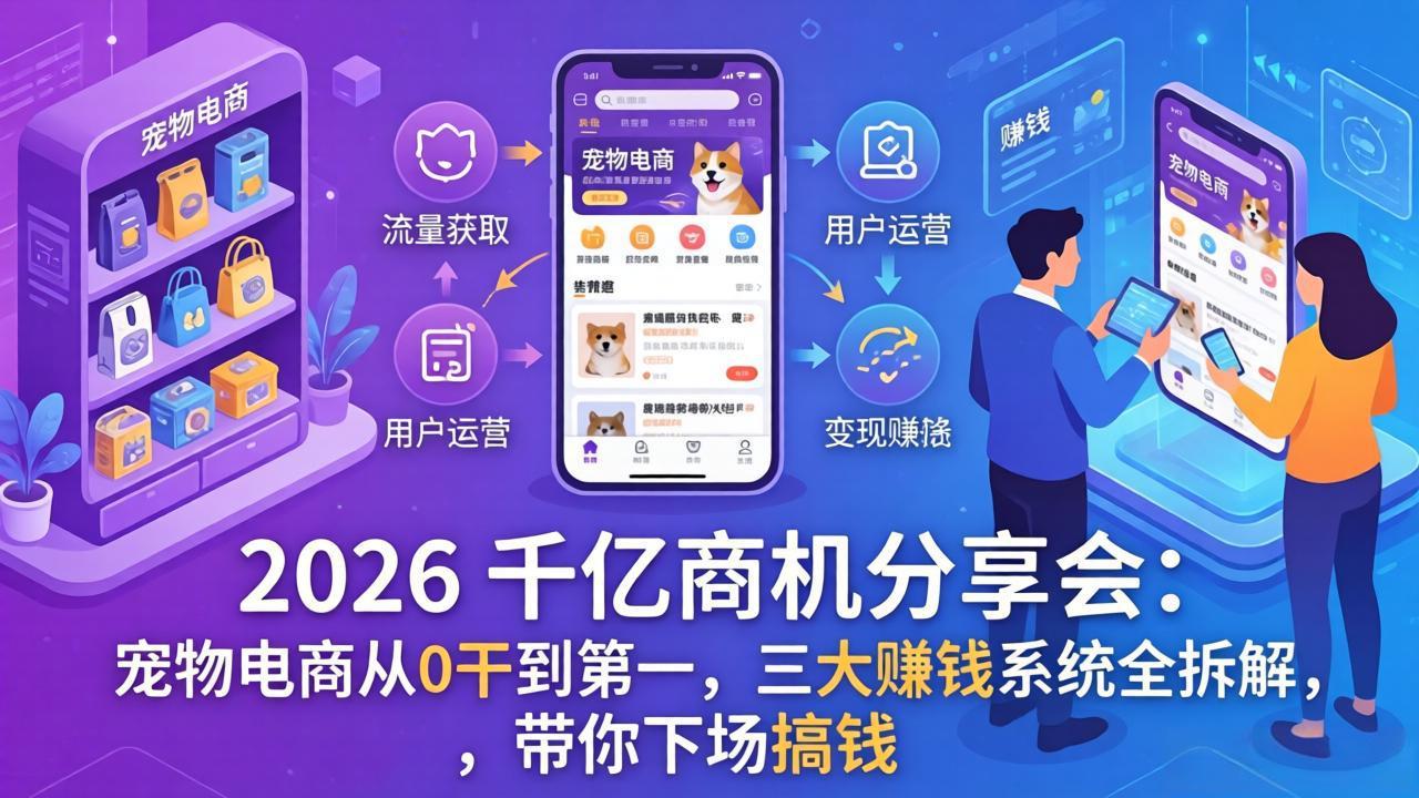 2026 千亿商机分享会:宠物电商从0干到第一,三大赚钱系统全拆解,带你下场搞钱-灼光资源宝库