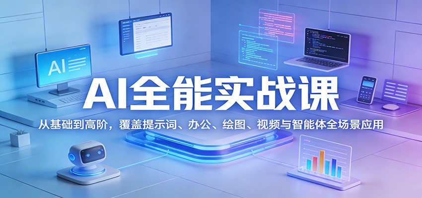 AI全能实战课:从基础到高阶,覆盖提示词、办公、绘图、视频与智能体全场景应用-灼光资源宝库