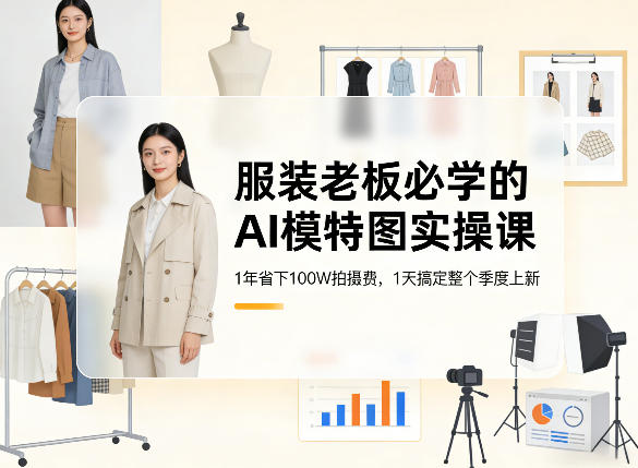 服装老板必学的AI模特图实操课，1年省下100W拍摄费，1天搞定整个季度上新-灼光资源宝库