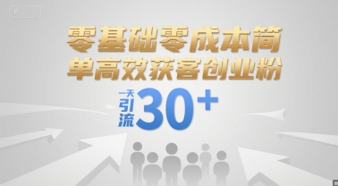 零基础零成本简单高效获客创业粉，一天引流30+-灼光资源宝库
