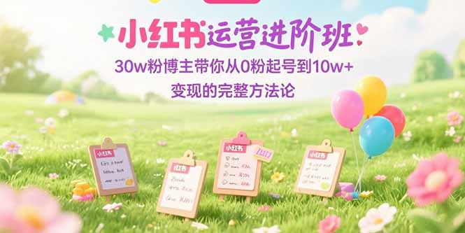 小红书运营进阶班：30w粉博主带你从0粉起号到10w+变现的完整方法论-灼光资源宝库