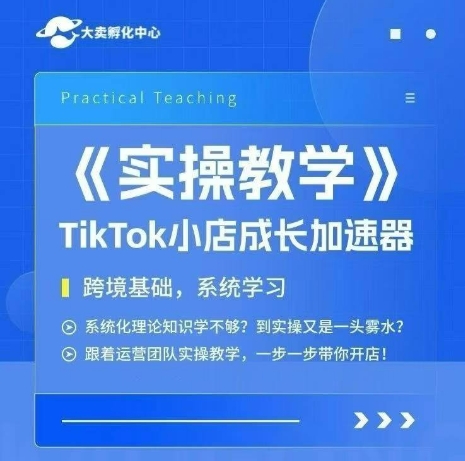 大卖家孵化中心TikTok实操课，TikTok小店成长加速器，跨境基础系统学习，一步一步带你开店-灼光资源宝库