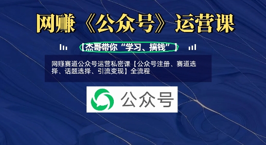 网创赛道公众号运营私密课【公众号注册、赛道选择、话题选择、引流变现】全流程-灼光资源宝库