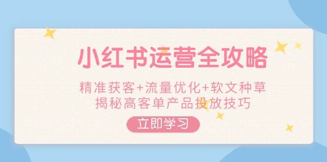 小红书运营全攻略，精准获客+流量优化+软文种草，揭秘高客单产品投放技巧-灼光资源宝库