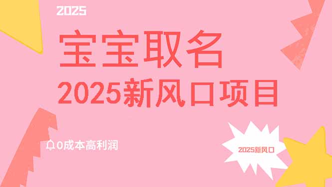 2025新风口项目宝宝取名，0成本高利润，附保姆级教程，月入过万不是梦-灼光资源宝库