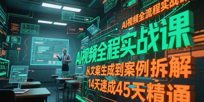 AI视频全流程实战课,从文案生成到案例拆解,14天速成45天精通-蘑菇资源宝库