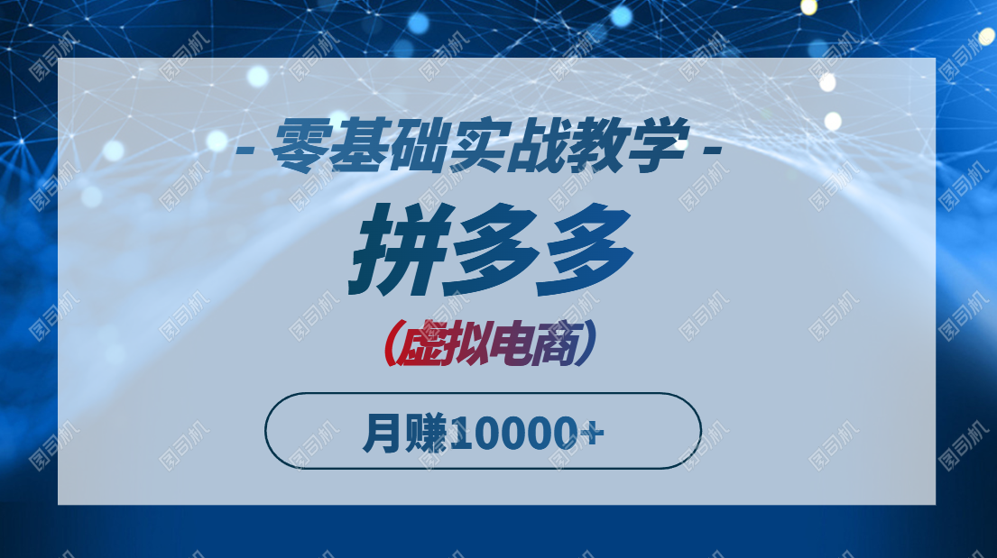 拼多多虚拟电商,零基础实战教学,快速打爆商品,新手也能月入10000+-灼光资源宝库