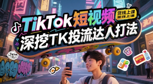 TikTok短视频带货线上课，深挖TK投流达人打法-灼光资源宝库