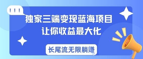独家三端变现蓝海项目，让你收益最大化，长尾流无限躺挣-灼光资源宝库
