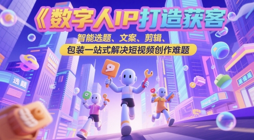数字人IP打造获客变现实操课，智能选题、文案、剪辑、包装一站式解决短视频创作难题-灼光资源宝库
