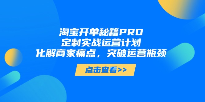 淘宝开单秘籍PRO，定制实战运营计划，化解商家痛点，突破运营瓶颈-灼光资源宝库