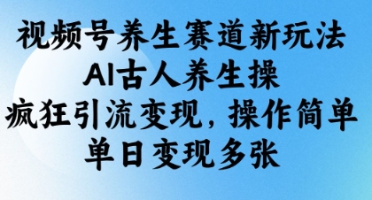 视频号养生赛道新玩法,AI古人养生操,疯狂引流变现,操作简单,单日变现多张-灼光资源宝库