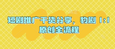 短剧推广干货分享,豹剧 1:1原创全流程-灼光资源宝库