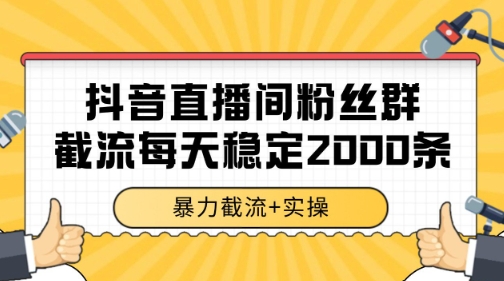 抖音直播间粉丝群暴力截流，一台电脑每天稳定2000条数据【揭秘】-灼光资源宝库