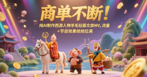 商单不断！纯AI制作西游人物羊毛毡版文旅MV，流量+节目效果统统拉满-灼光资源宝库